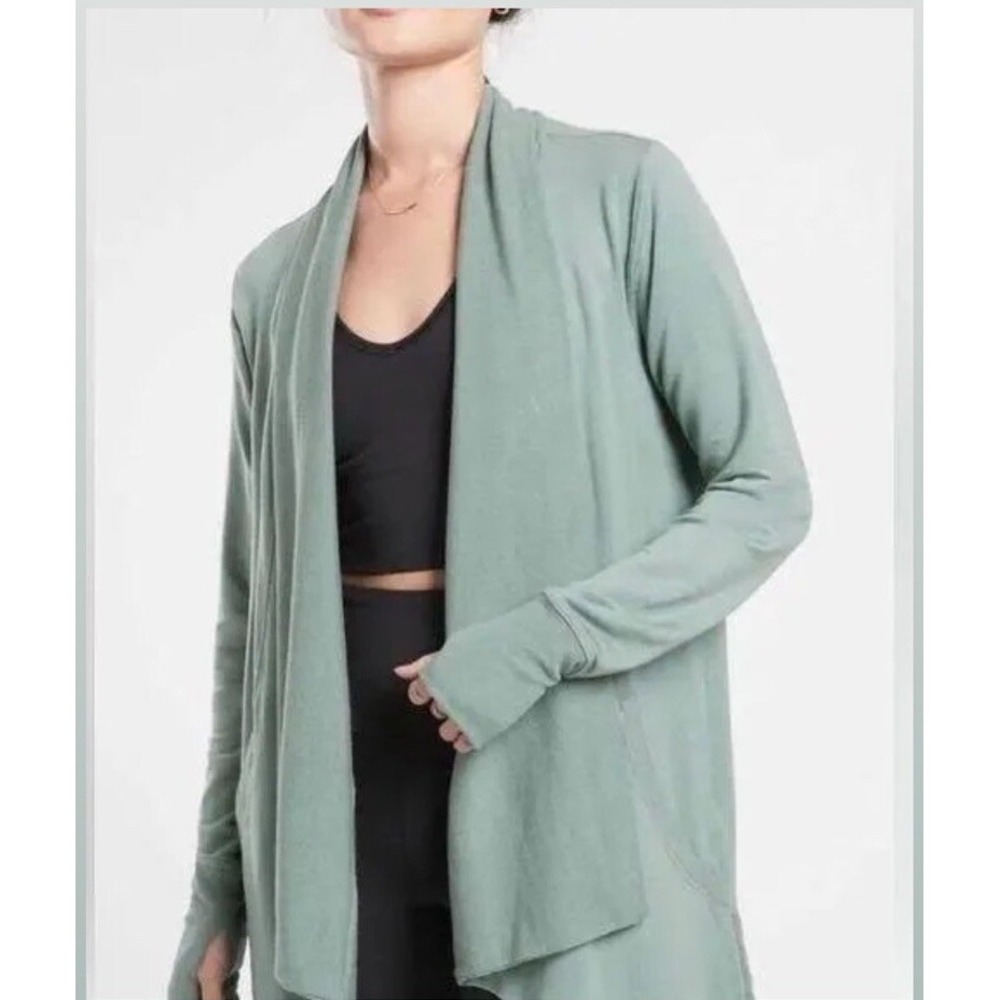 Athleta Pranayama Restore Wrap Color Teal  Open Front Cardigan Women's Medium